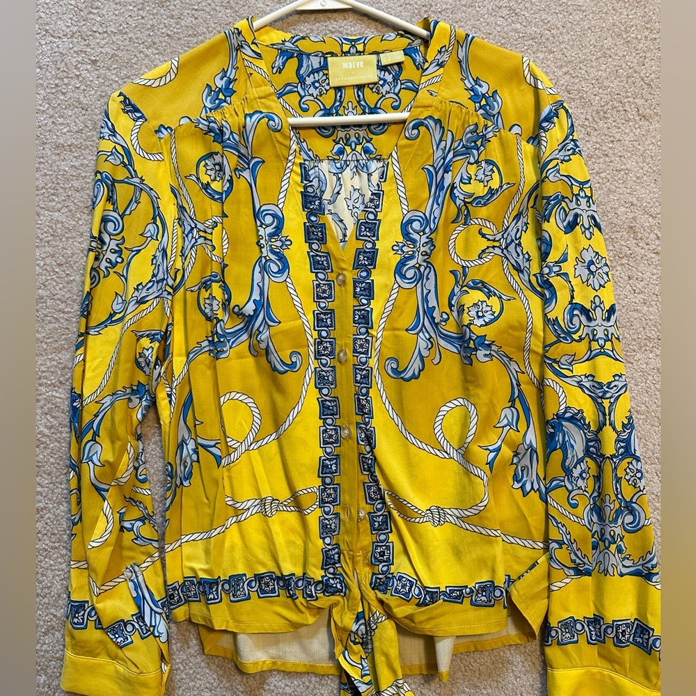 Maeve tie front silk top